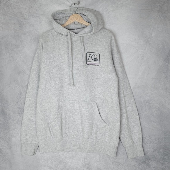 Quiksilver Hoodie Mens Large Gray Pullover Surf Graphic Logo Skate Streetwear - Picture 1 of 16